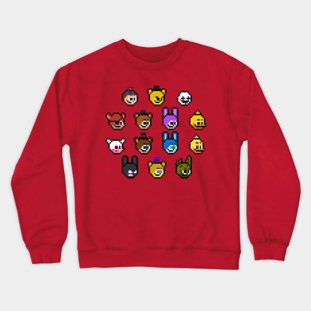 FNAF Pixel Heads Crewneck Sweatshirt by 8-BitHero